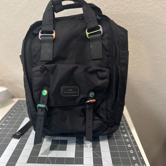 Doughnut Macaroon Gamescape Series Backpack, Iridescent Rainbow Chrome Hardware - Picture 2 of 5